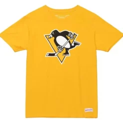Apparel Mitchell & Ness T-Shirts & Tops-Distressed Logo Tee Pittsburgh Penguins