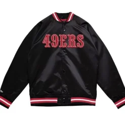 Apparel Mitchell & Ness Jackets & Outerwear-Double Clutch Lightweight Satin Jacket San Francisco 49Ers