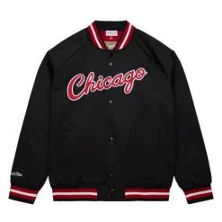 Apparel Mitchell & Ness Jackets & Outerwear-Double Clutch Lightweight Satin Jacket Chicago Bulls