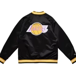 Apparel Mitchell & Ness Jackets & Outerwear-Double Clutch Lightweight Satin Jacket Los Angeles Lakers