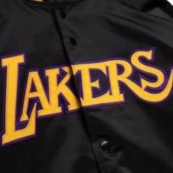 Apparel Mitchell & Ness Jackets & Outerwear-Double Clutch Lightweight Satin Jacket Los Angeles Lakers