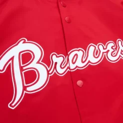 Apparel Mitchell & Ness Jackets & Outerwear-Double Clutch Lightweight Satin Jacket Atlanta Braves