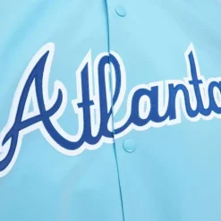 Apparel Mitchell & Ness Jackets & Outerwear-Double Clutch Lightweight Satin Jacket Atlanta Braves