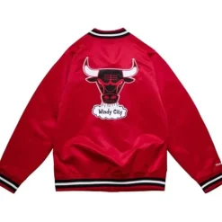 Apparel Mitchell & Ness Jackets & Outerwear-Double Clutch Lightweight Satin Jacket Chicago Bulls