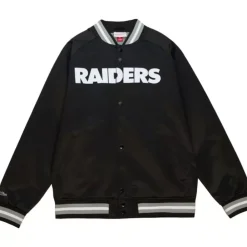 Apparel Mitchell & Ness Jackets & Outerwear-Double Clutch Lightweight Satin Jacket Oakland Raiders