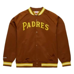Apparel Mitchell & Ness Jackets & Outerwear-Double Clutch Lightweight Satin Jacket San Diego Padres