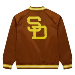 Apparel Mitchell & Ness Jackets & Outerwear-Double Clutch Lightweight Satin Jacket San Diego Padres