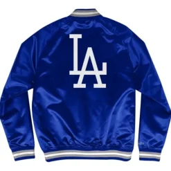 Apparel Mitchell & Ness Jackets & Outerwear-Double Clutch Lightweight Satin Jacket Los Angeles Dodgers