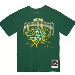 Apparel Mitchell & Ness T-Shirts & Tops-Earthquake Tee Oakland Athletics