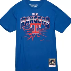 Apparel Mitchell & Ness T-Shirts & Tops-Earthquake Tee Texas Rangers