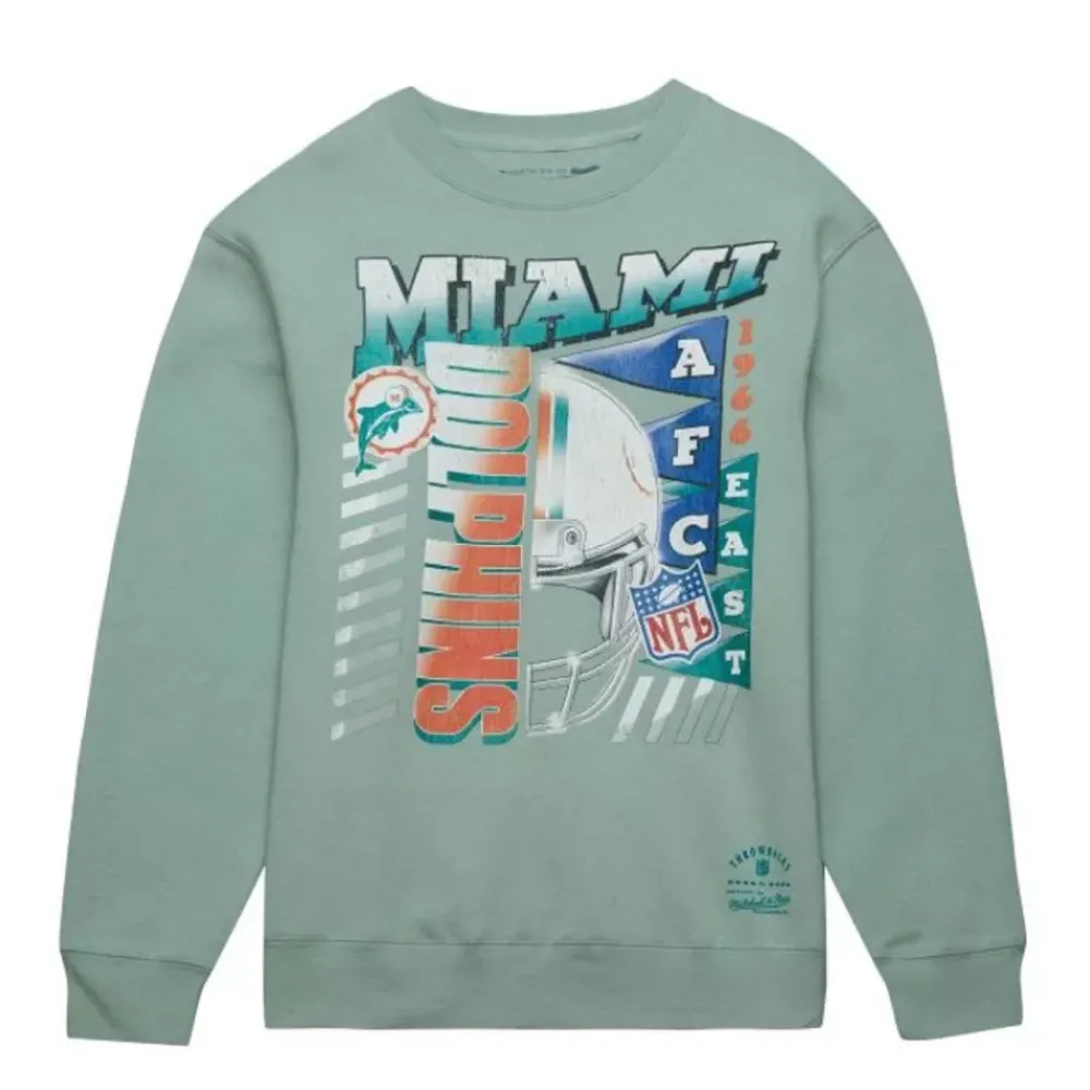 Apparel Mitchell & Ness Hoodies & Sweatshirts-Easy Cool Crewneck Sweatshirt Miami Dolphins