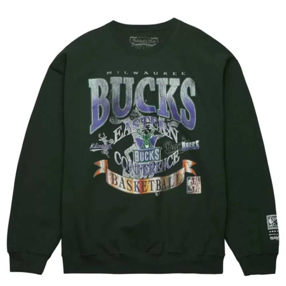 Apparel Mitchell & Ness Hoodies & Sweatshirts-Easy Cool Crewneck Sweatshirt Milwaukee Bucks