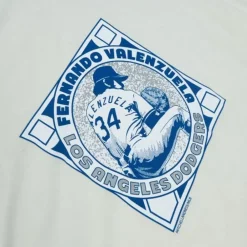 Apparel Mitchell & Ness T-Shirts & Tops-Emblem Ringer Los Angeles Dodgers Fernando Valenzuela