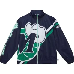 Apparel Mitchell & Ness Jackets & Outerwear-Exploded Logo Warm Up Jacket Dallas Mavericks