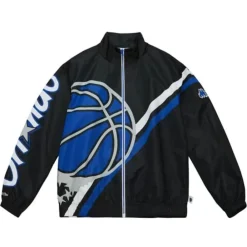 Apparel Mitchell & Ness Jackets & Outerwear-Exploded Logo Warm Up Jacket Orlando Magic