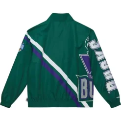 Apparel Mitchell & Ness Jackets & Outerwear-Exploded Logo Warm Up Jacket Milwaukee Bucks