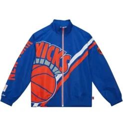 Apparel Mitchell & Ness Jackets & Outerwear-Exploded Logo Warm Up Jacket New York Knicks