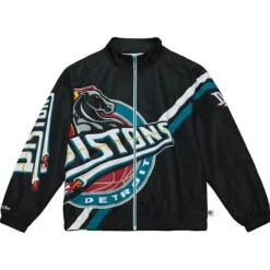 Apparel Mitchell & Ness Jackets & Outerwear-Exploded Logo Warm Up Jacket Detroit Pistons