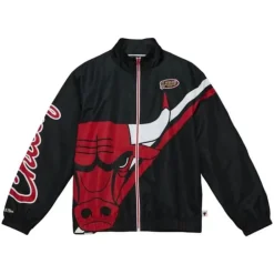Apparel Mitchell & Ness Jackets & Outerwear-Exploded Logo Warm Up Jacket Chicago Bulls