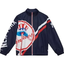 Apparel Mitchell & Ness Jackets & Outerwear-Exploded Logo Warm Up Jacket New York Yankees