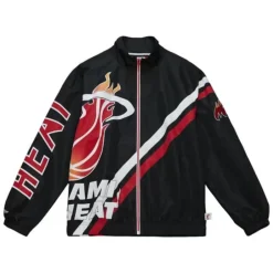 Apparel Mitchell & Ness Jackets & Outerwear-Exploded Logo Warm Up Jacket Miami Heat