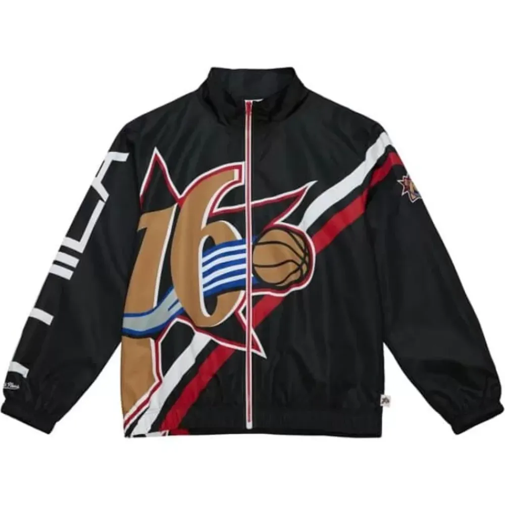 Apparel Mitchell & Ness Jackets & Outerwear-Exploded Logo Warm Up Jacket Philadelphia 76Ers