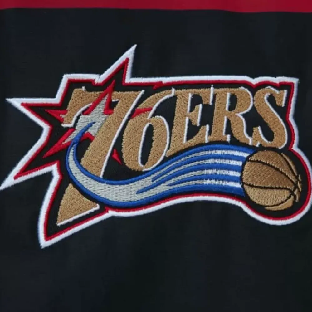Apparel Mitchell & Ness Jackets & Outerwear-Exploded Logo Warm Up Jacket Philadelphia 76Ers