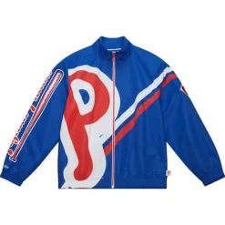 Apparel Mitchell & Ness Jackets & Outerwear-Exploded Logo Warm Up Jacket Philadelphia Phillies