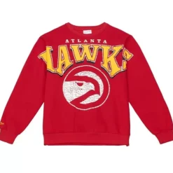 Apparel Mitchell & Ness Hoodies & Sweatshirts-Fashion Fleece Crew Atlanta Hawks