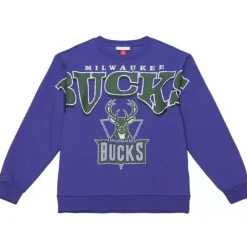 Apparel Mitchell & Ness Hoodies & Sweatshirts-Fashion Fleece Crew Milwaukee Bucks