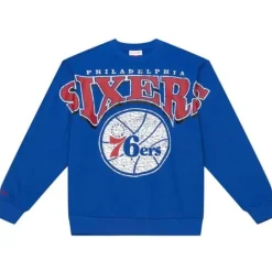 Apparel Mitchell & Ness Hoodies & Sweatshirts-Fashion Fleece Crew Philadelphia 76Ers