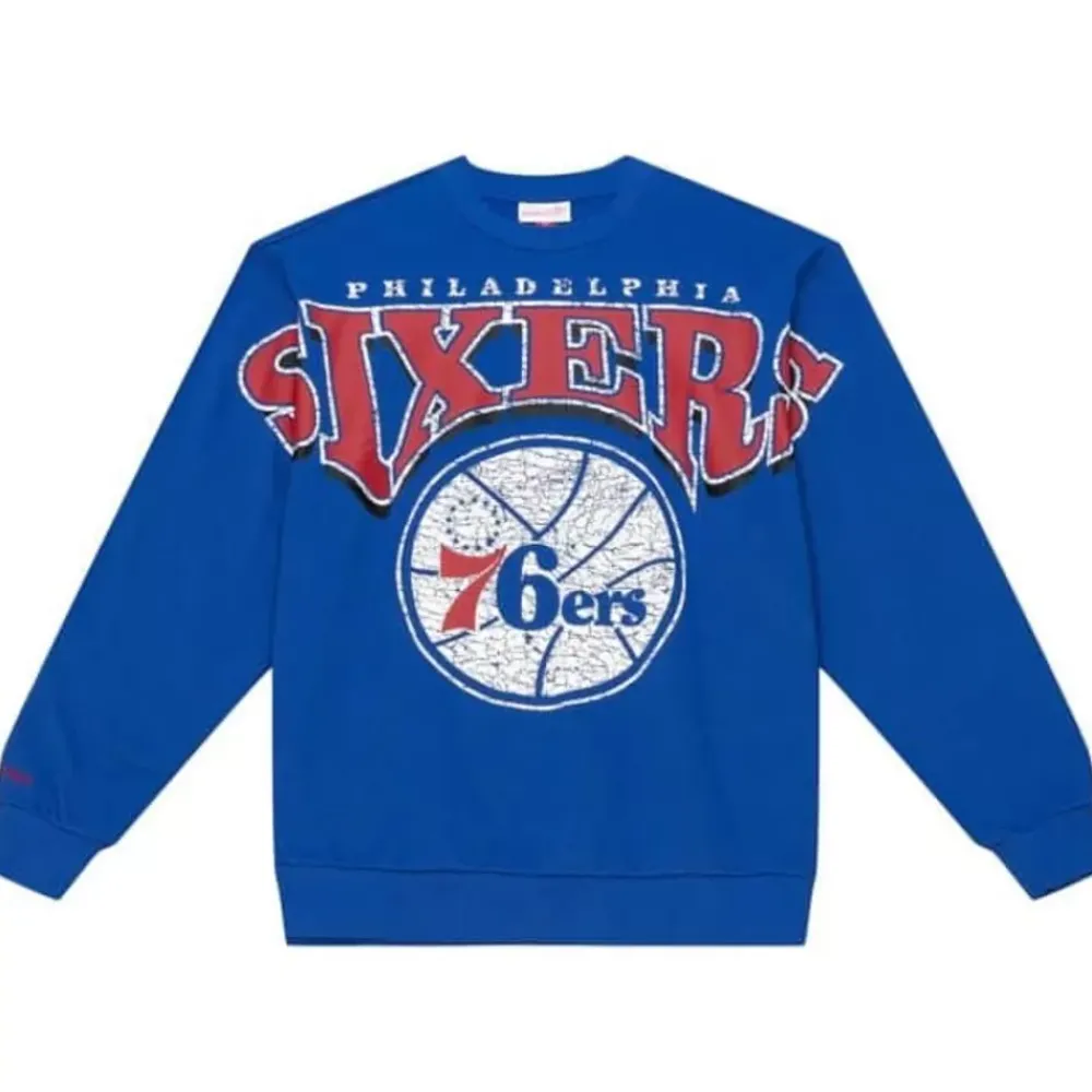Apparel Mitchell & Ness Hoodies & Sweatshirts-Fashion Fleece Crew Philadelphia 76Ers