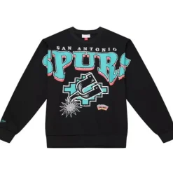 Apparel Mitchell & Ness Hoodies & Sweatshirts-Fashion Fleece Crew San Antonio Spurs