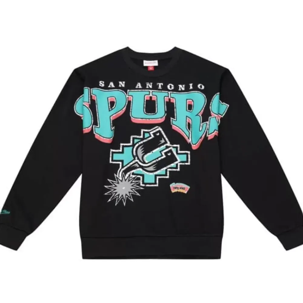 Apparel Mitchell & Ness Hoodies & Sweatshirts-Fashion Fleece Crew San Antonio Spurs