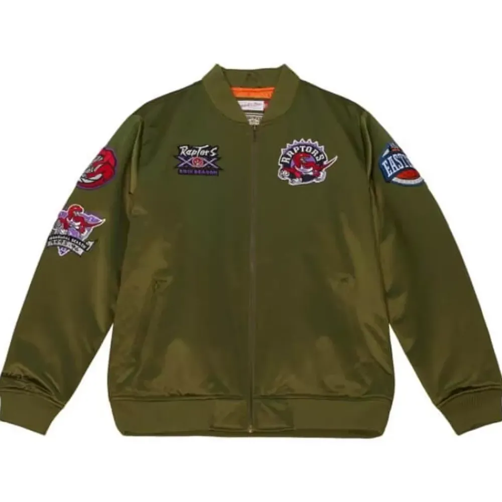 Apparel Mitchell & Ness Jackets & Outerwear-Flight Satin Bomber Jacket Toronto Raptors