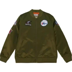 Apparel Mitchell & Ness Jackets & Outerwear-Flight Satin Bomber Jacket Philadelphia 76Ers