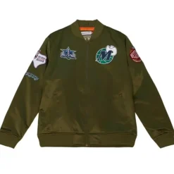 Apparel Mitchell & Ness Jackets & Outerwear-Flight Satin Bomber Jacket Dallas Mavericks