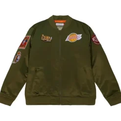 Apparel Mitchell & Ness Jackets & Outerwear-Flight Satin Bomber Jacket Los Angeles Lakers
