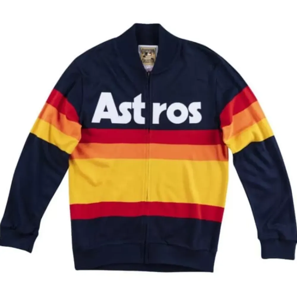 Apparel Mitchell & Ness Jackets & Outerwear-Front Stripe Sweater Houston Astros