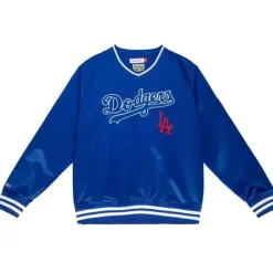 Apparel Mitchell & Ness Jackets & Outerwear-Full Count Satin Pullover Los Angeles Dodgers