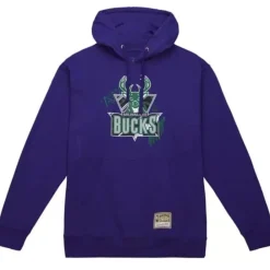 Apparel Mitchell & Ness Hoodies & Sweatshirts-Game Day Pattern Pullover Hoodie Milwaukee Bucks