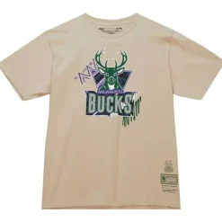 Apparel Mitchell & Ness T-Shirts & Tops-Game Day Pattern Tee Milwaukee Bucks