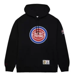 Apparel Mitchell & Ness Hoodies & Sweatshirts-Game Time Fleece Hoodie Vintage Logo Detroit Pistons