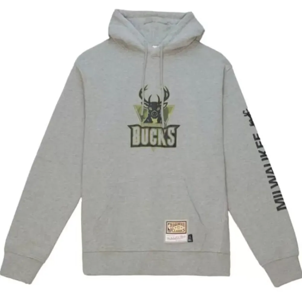 Apparel Mitchell & Ness Hoodies & Sweatshirts-Ghost Green Camo Hoody Milwaukee Bucks
