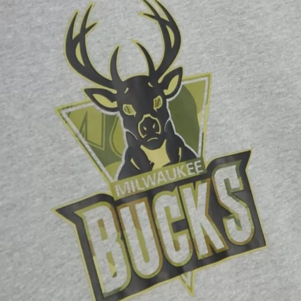 Apparel Mitchell & Ness Hoodies & Sweatshirts-Ghost Green Camo Hoody Milwaukee Bucks