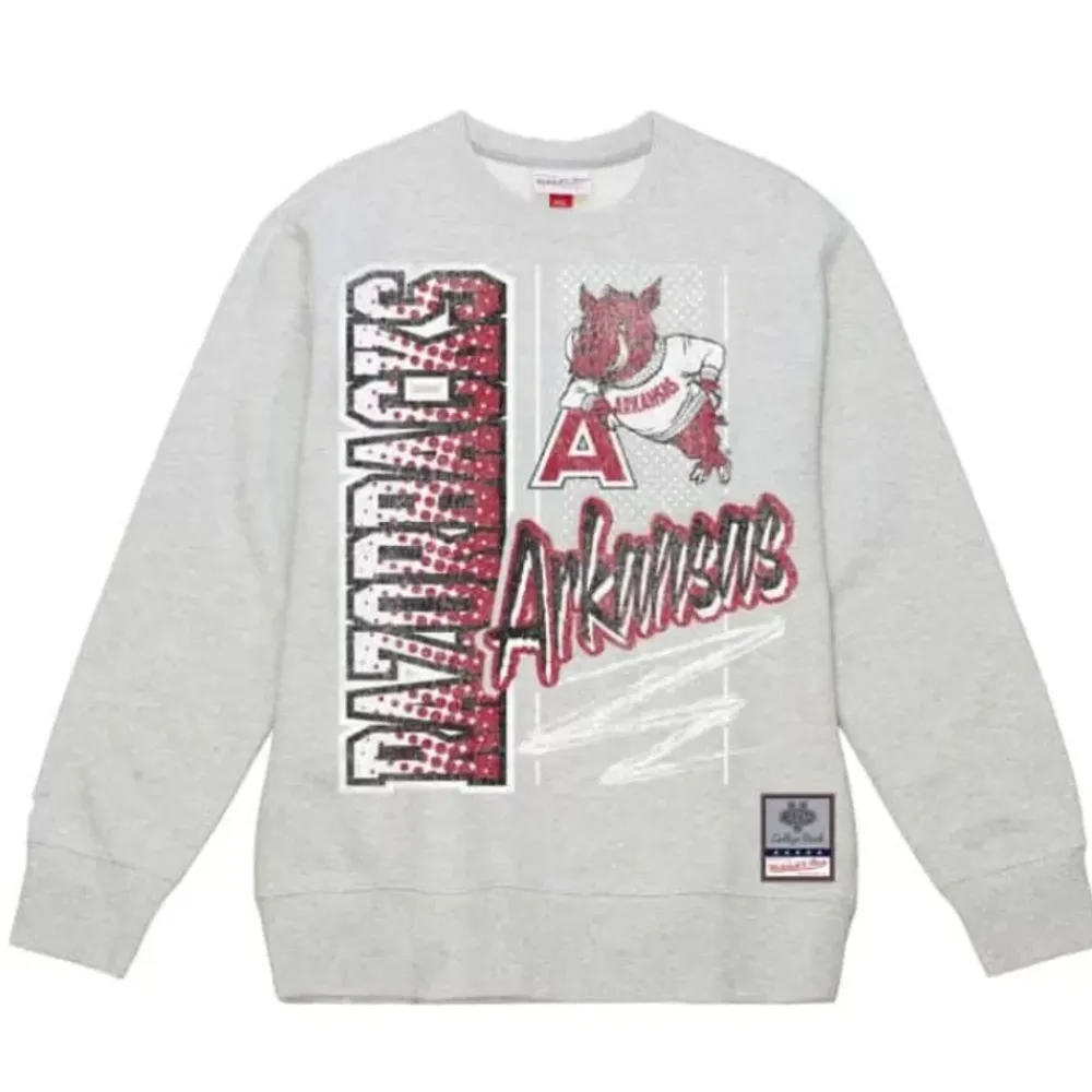 Apparel Mitchell & Ness Hoodies & Sweatshirts-Halftime Script Crew University Of Arkansas