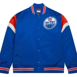 Apparel Mitchell & Ness Jackets & Outerwear-Heavyweight Satin Jacket Edmonton Oilers
