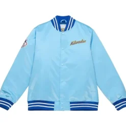Apparel Mitchell & Ness Jackets & Outerwear-Heavyweight Satin Jacket Milwaukee Brewers