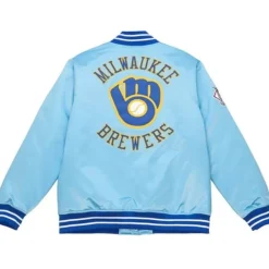 Apparel Mitchell & Ness Jackets & Outerwear-Heavyweight Satin Jacket Milwaukee Brewers
