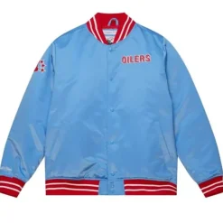 Apparel Mitchell & Ness Jackets & Outerwear-Heavyweight Satin Jacket Houston Oilers